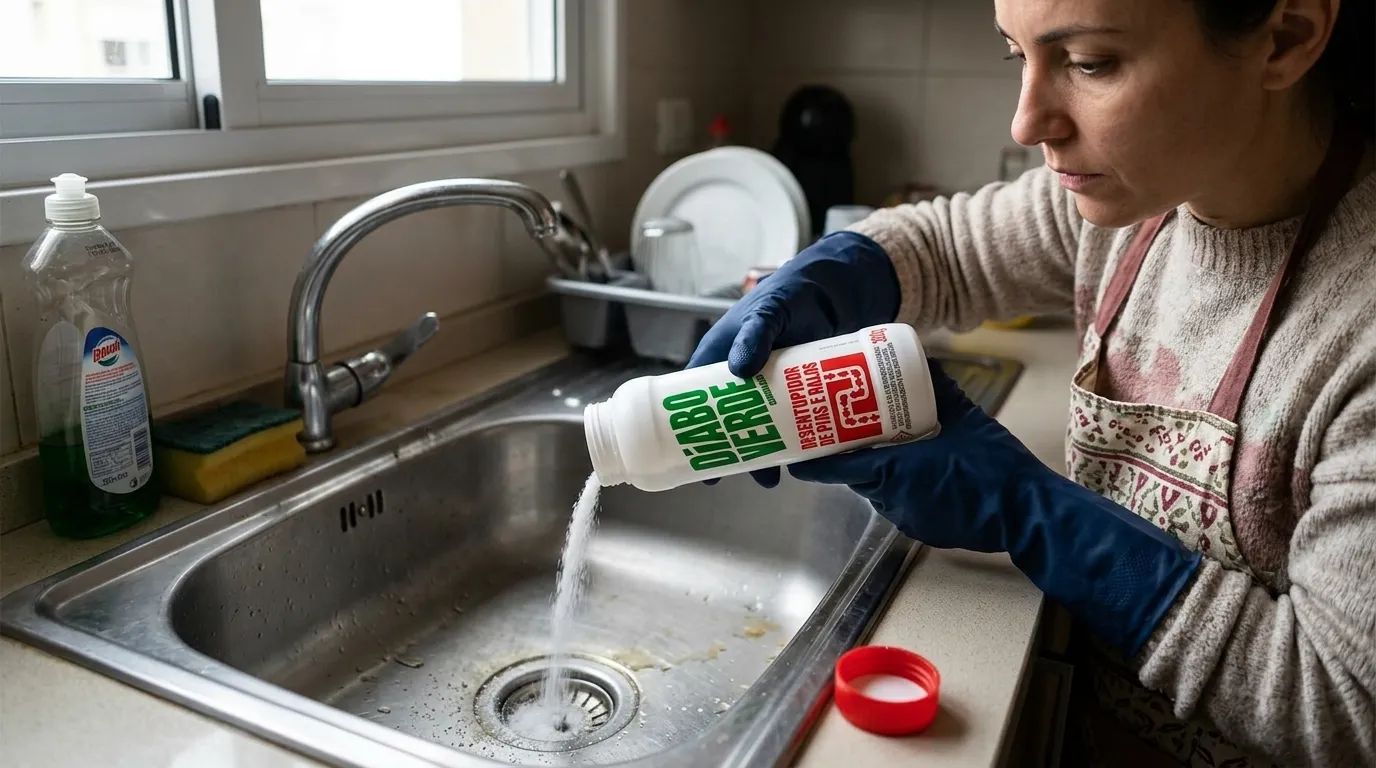 Diabo verde desentupir vaso sanitário: aplicação segura com equipamento proteção
